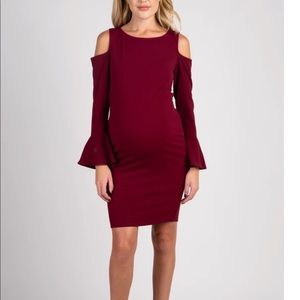 PinkBlush Burgundy Cold Shoulder Bell Sleeve